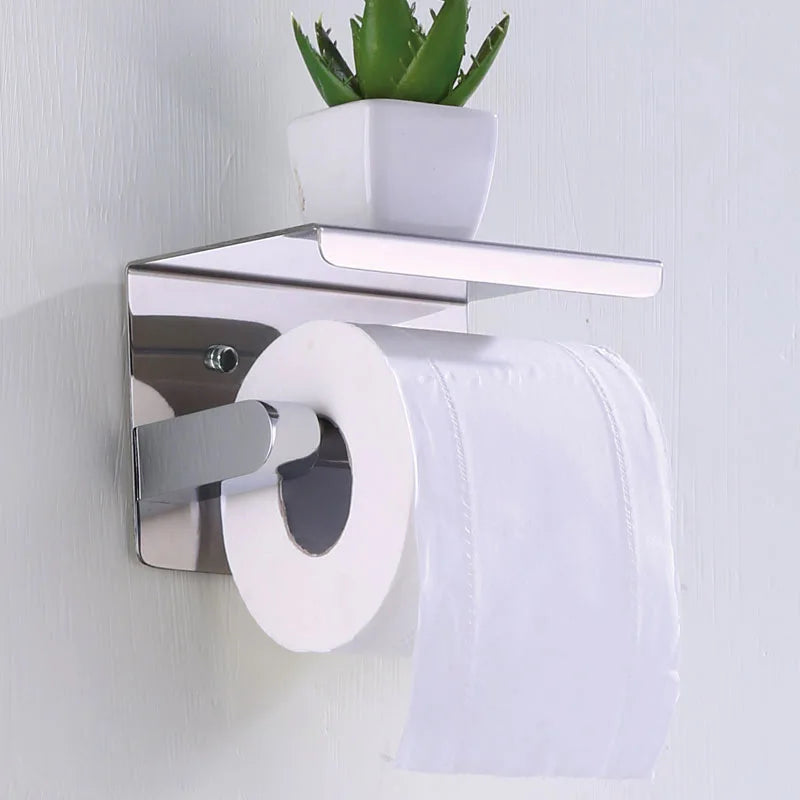 Stainless Steel Bathroom Paper Holder Toilet Roll Holder No Drilling Wall Mount WC Paper Phone Holders Home Paper Towel Holder