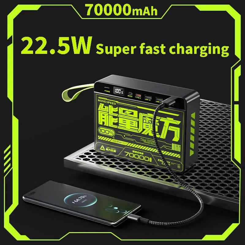 MOVESPEED 70000mAh High-capacity Power Bank 22.5W Fast Charge Powerbank Simultaneous charging of computers and mobile phones