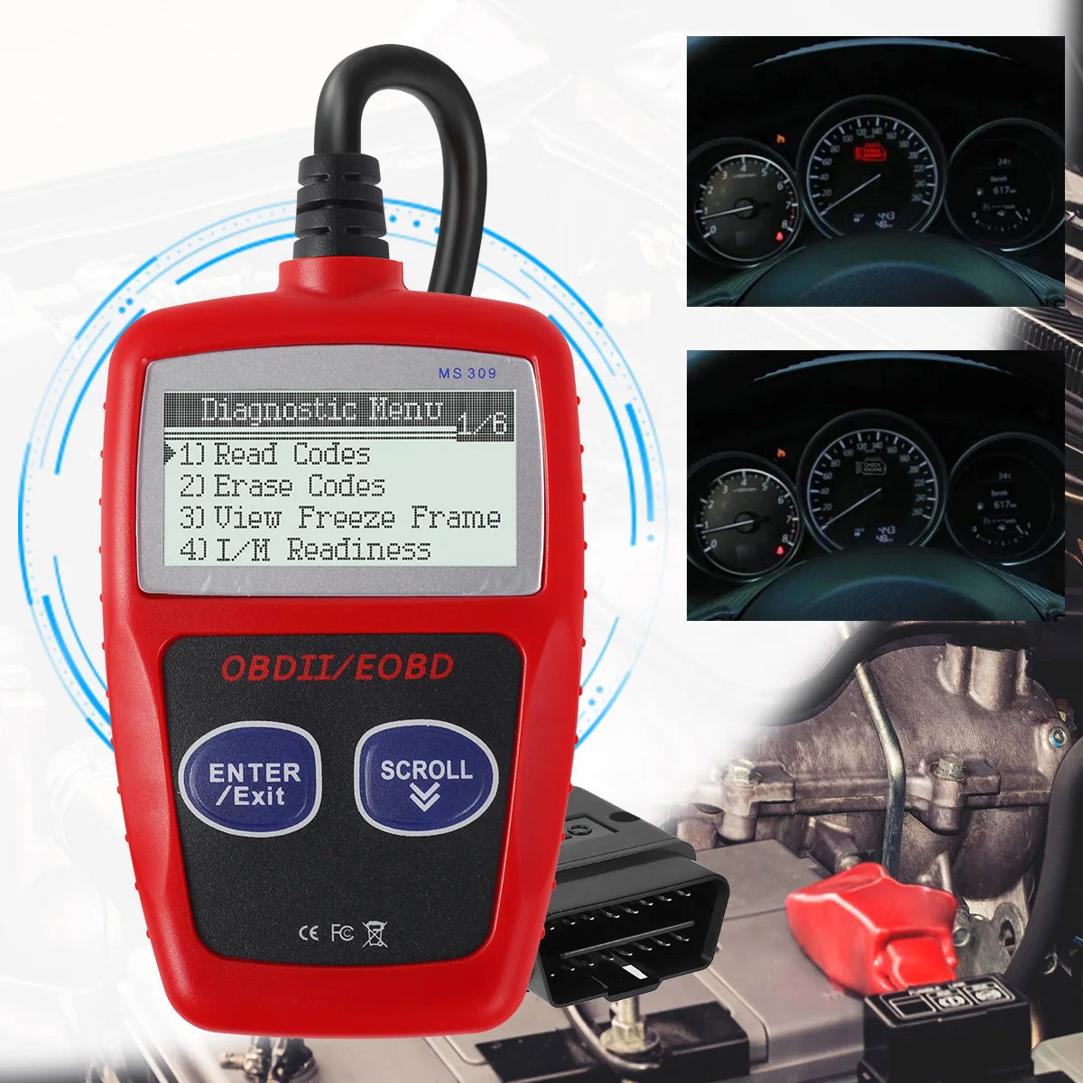 Car Fault Code Reader MS309 Automotive Code Reader OBD2 Scanner Car Check Engine Fault View Freeze Data CAN Diagnostic Tool