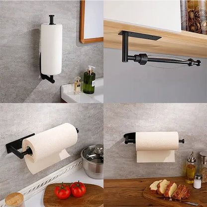 Stainless Steel Paper Towel Holder Punch-free Bathroom Toilet Paper Holder Storage Rack Kitchen Organizer Adhesive Wall Mount