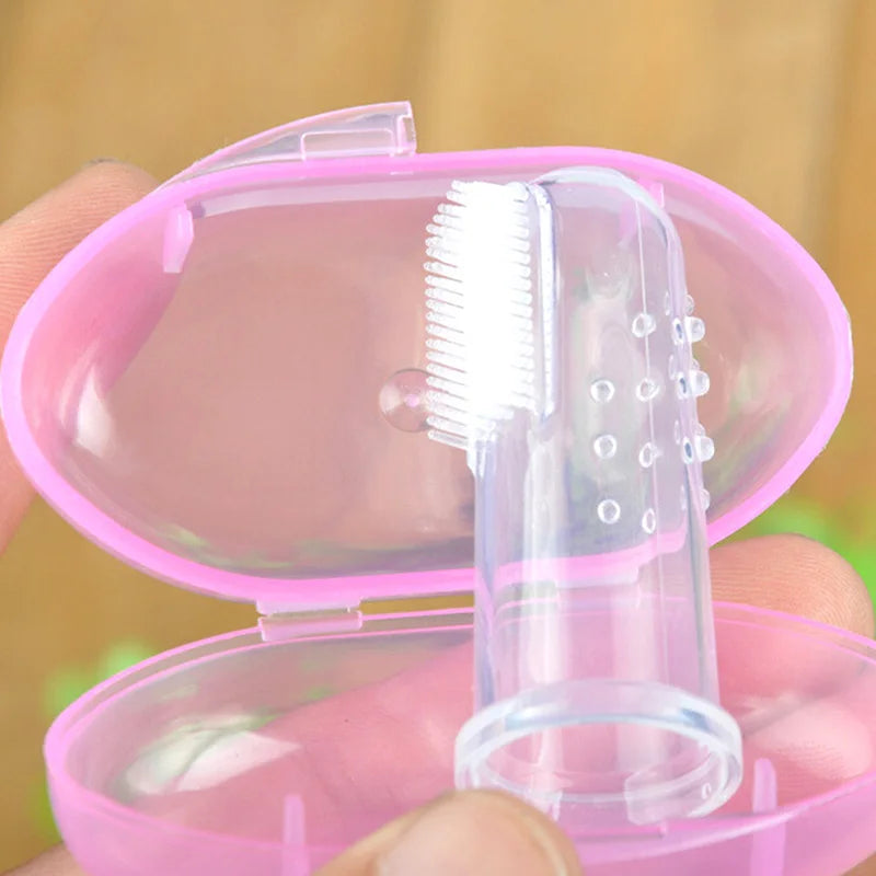 Dental Care Baby Toothbrush Kids Silicone Finger Brush Clear Massage Soft Teether With Box For Infant Boy Girl Teeth