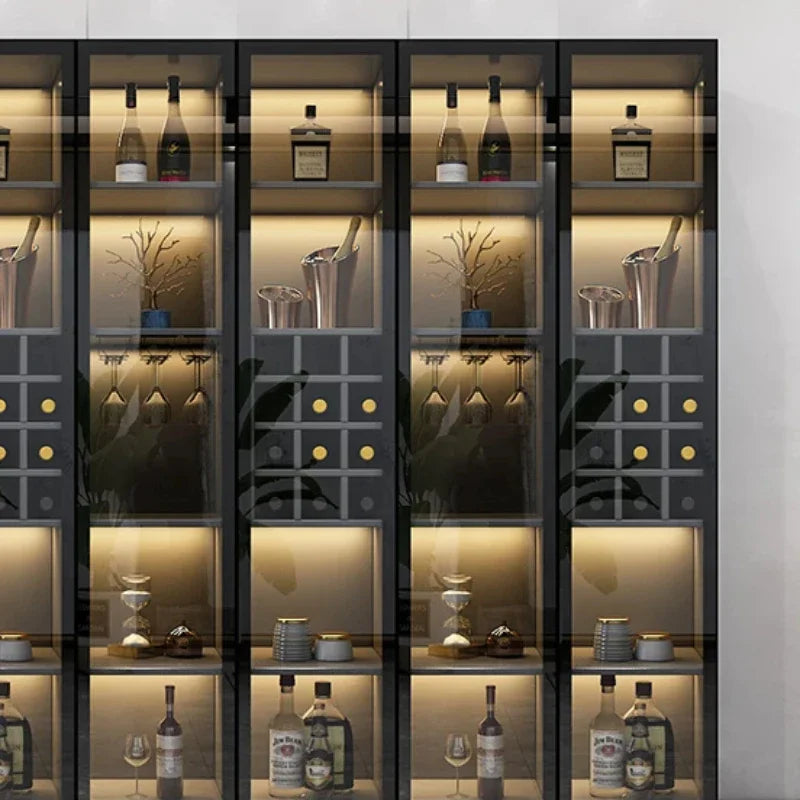 Glass Door Wine Cabinet Modern Simple Living Room Home Light Luxury Dining Side Cabinet Restaurant Meuble Vin Bar Furniture Club