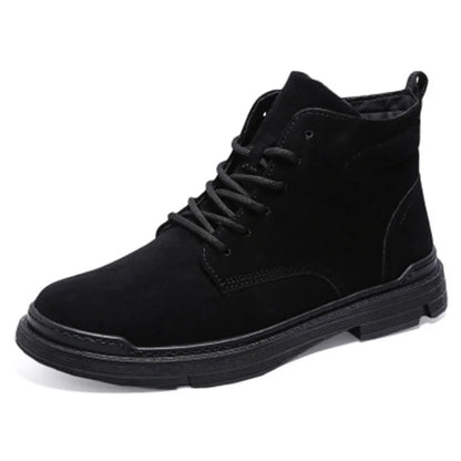 autumn winter New warm men shoes Retro mid top casual workwear boots Fashion comfort breathable shoe Light trendy male boot