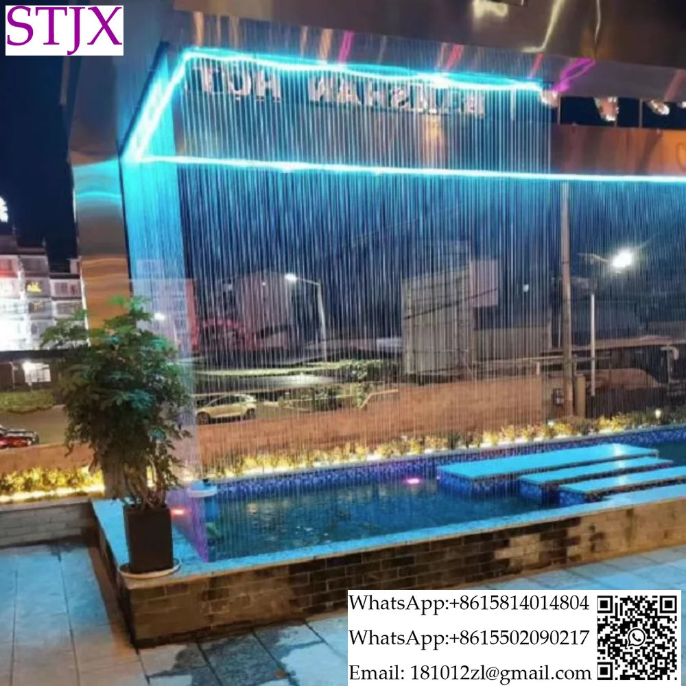 Customized pull wire water curtain digital water curtain wall waterfall screen water curtain landscape fiber optic waterscape