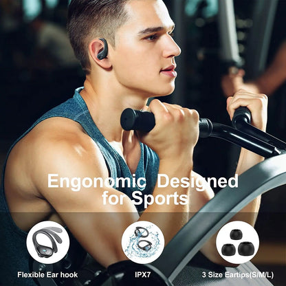 True Wireless Bluetooth 5.3 Headphones Sports Earphones TWS Waterproof Headset Power Display Noise Reduction Earbuds with HD Mic