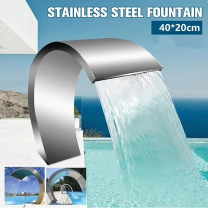 Garden Pool Waterfall 40x20cm Stainless Steel Swimming Pool Fountain Bathtub Hot Spring Hardware Faucet