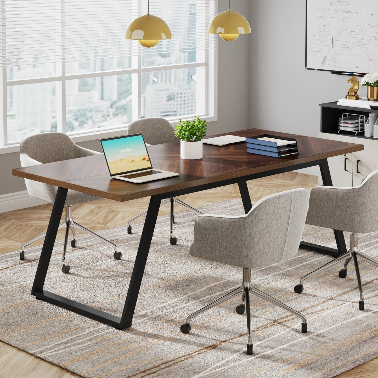 Tribesigns 63 Inch Executive Office Desk, Large Computer Desk with Thickened Frame, Modern Study Writing Table Workstation Desk