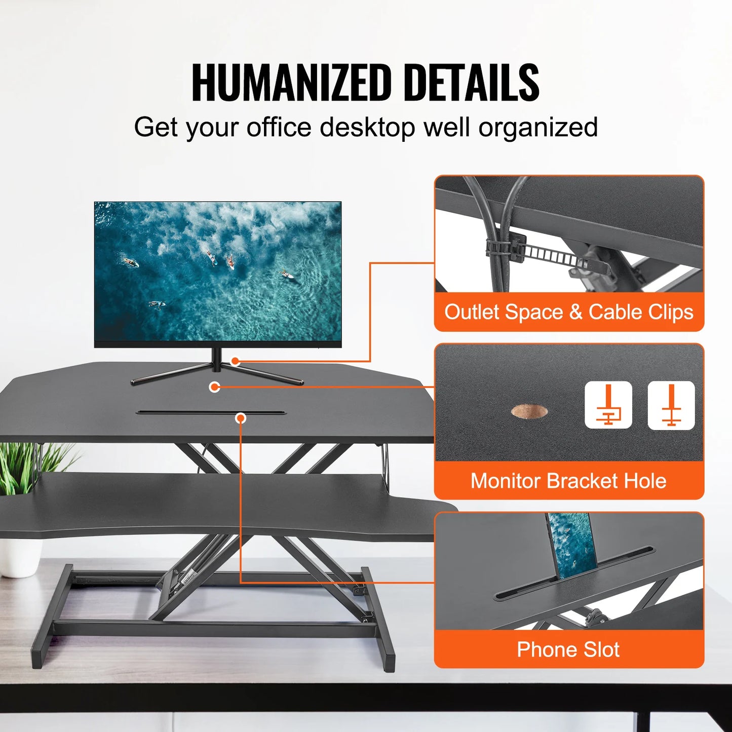 VEVOR Double-Layer Standing Desk Converter 36" x 23.6" Height Adjustable Standing Desk Sit to Stand Converter Stand Up Home Desk