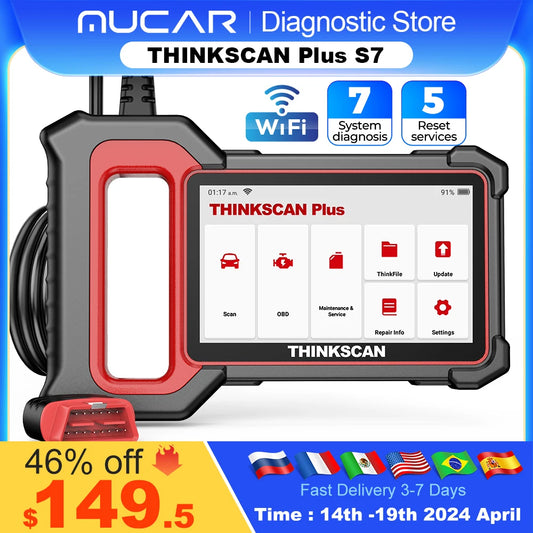 THINKCAR Thinkscan Plus S7/S6/S4 OBD2 Diagnostic Tools Transmission /ABS/SRS Diagnosis Code Reader Automotive obd 2 Scanner