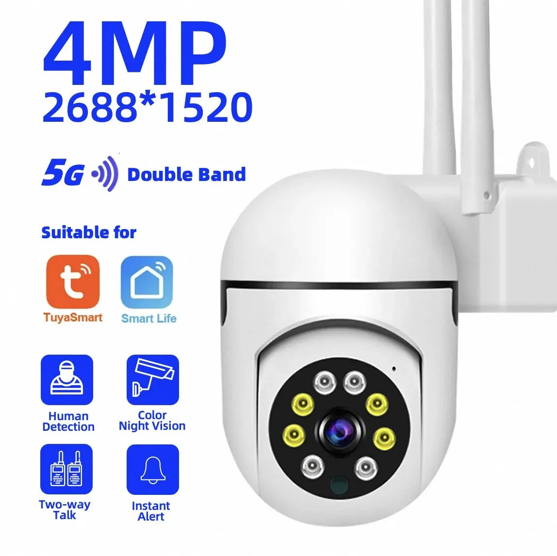 5G Tuya 3MP/4MP WiFi Smart IP Camera AI Human Detect Color Night Vision Surveillance Camera Smart Life Baby Monitor Smart Home