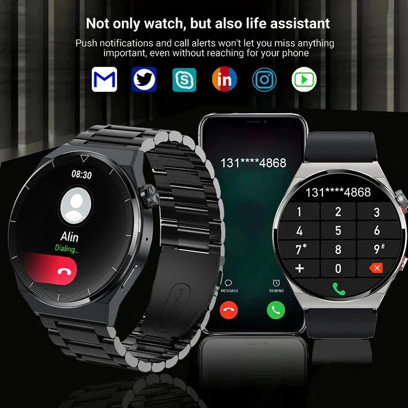 For Huawei Xiaomi NFC Smart Watch Men GT3 Pro AMOLED 390*390 HD Screen Heart Rate Bluetooth Call IP68 Waterproof SmartWatch 2024