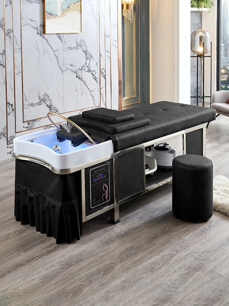 Stainless Steel Head Therapy Shampoo Bed, Hair Salon Beauty Salon, Fumigation Thai Massage Water Circulation Beauty Bed