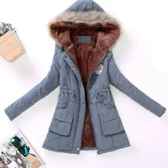 Casual All-Match Winter Jacket Women New In Coat Fleece Warm Elegant Multicolor Padded Jacket Slim Drawstring Outdoor Hooded Top