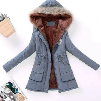 Casual All-Match Winter Jacket Women New In Coat Fleece Warm Elegant Multicolor Padded Jacket Slim Drawstring Outdoor Hooded Top