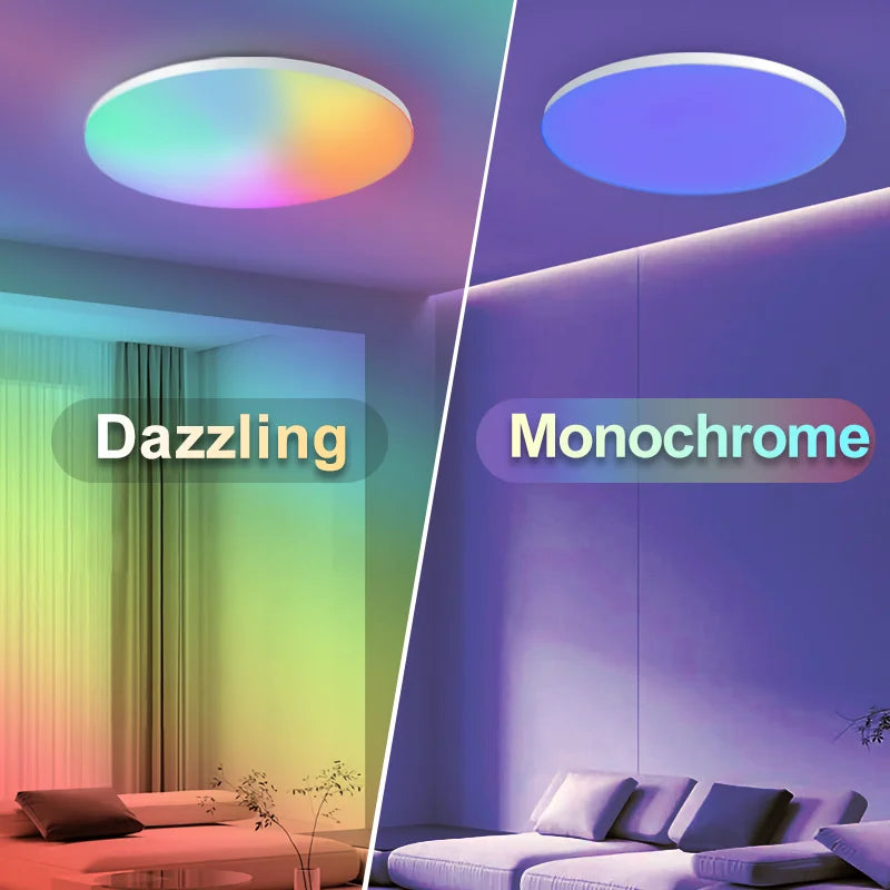 54W Lustre Smart APP Bluetooth RGB Ceiling Lamp LED Round 220V Remote Control Home Decor Ambient Light Bedroom Living Room Party