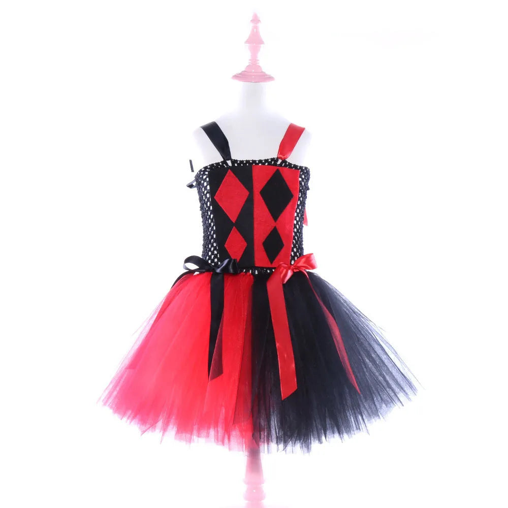 Girls Halloween Costume Circus Clown Costume Kids Tutu Skirts Dress Cosplay Stephen King's Cosplay Carnival Dress Fancy Dress Up