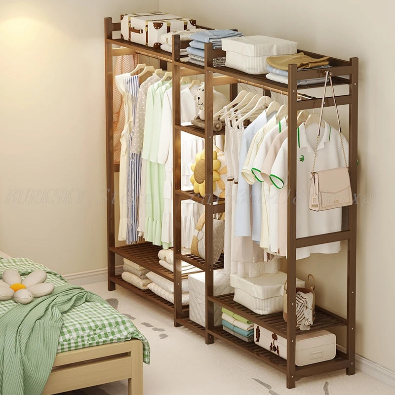 Storage Shelf Bedrooms Wardrobes Dressing Room System Clothes Rack Stand Hangers Wooden Book Shelf Furniture For Dressing Rooms