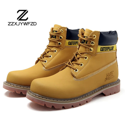 Mens Genuine Leather Sneakers Winter Ankle Women Military Treking Snow Yellow Designer Tactical Boots Outdoor for Men Work Shoes