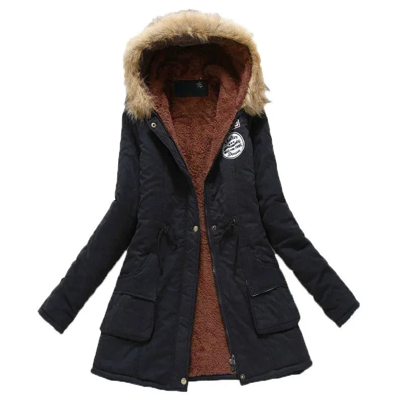 Casual All-Match Winter Jacket Women New In Coat Fleece Warm Elegant Multicolor Padded Jacket Slim Drawstring Outdoor Hooded Top