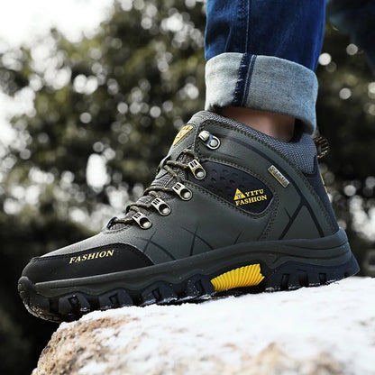 Brand Men Winter Snow Boots Waterproof Leather Sneakers Super Warm Men's Boots Outdoor Male Hiking Boots Work Shoes Size 39-47