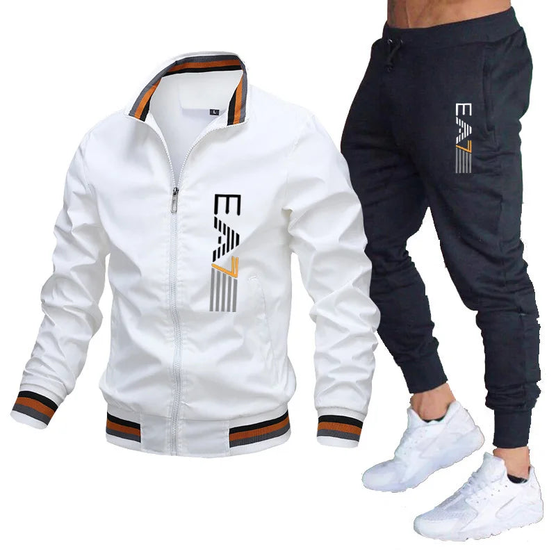 Men's Athletic Windproof Sportswear Set, Jacket And Pants, Gym Suit, Active co ord set,Casual Jogging tracksuit Set