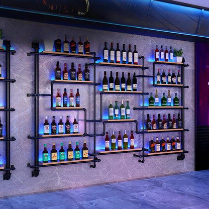 Bar Exterior Farmhouse Cabinet Display Shop Furniture Vinegar Wine Glass Wall Restaurant Modern Nightclub Holder Drink Showcase