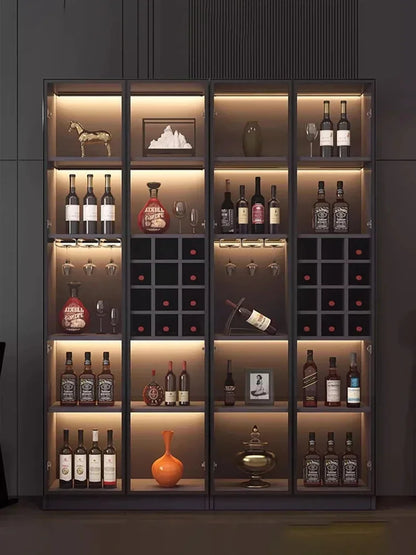 Drinks Cabinet Wine Glass Wall Movable Commercial Bar Cellar Farmhouse Liquor Beverage Craft Organization Storage Rack Column