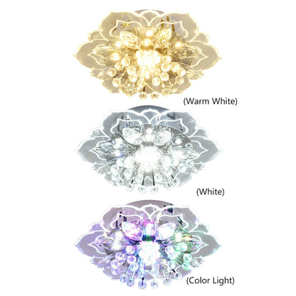 Creative LED Ceiling Light Crystal Flower Chandelier Bedroom Hallway Living Room Pendant Lamp Bedroom Kitchen Decoration Light