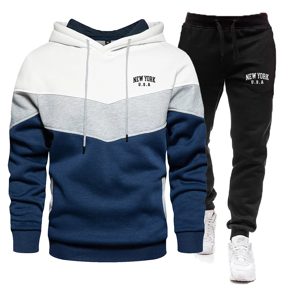 2024 New Men's Autumn/Winter Set New York City Hoodie Pants Casual Sportswear Men's Sportswear Brand Clothing