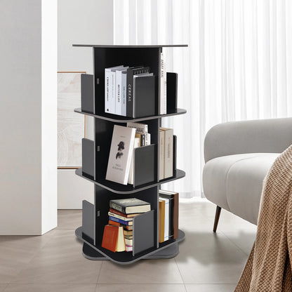 Good Stability 3 Tier Standing Bookcase 360° Rotating Bookshelf Space-Saving for Bedrooms/Living Rooms/Game Rooms Safe Baffle