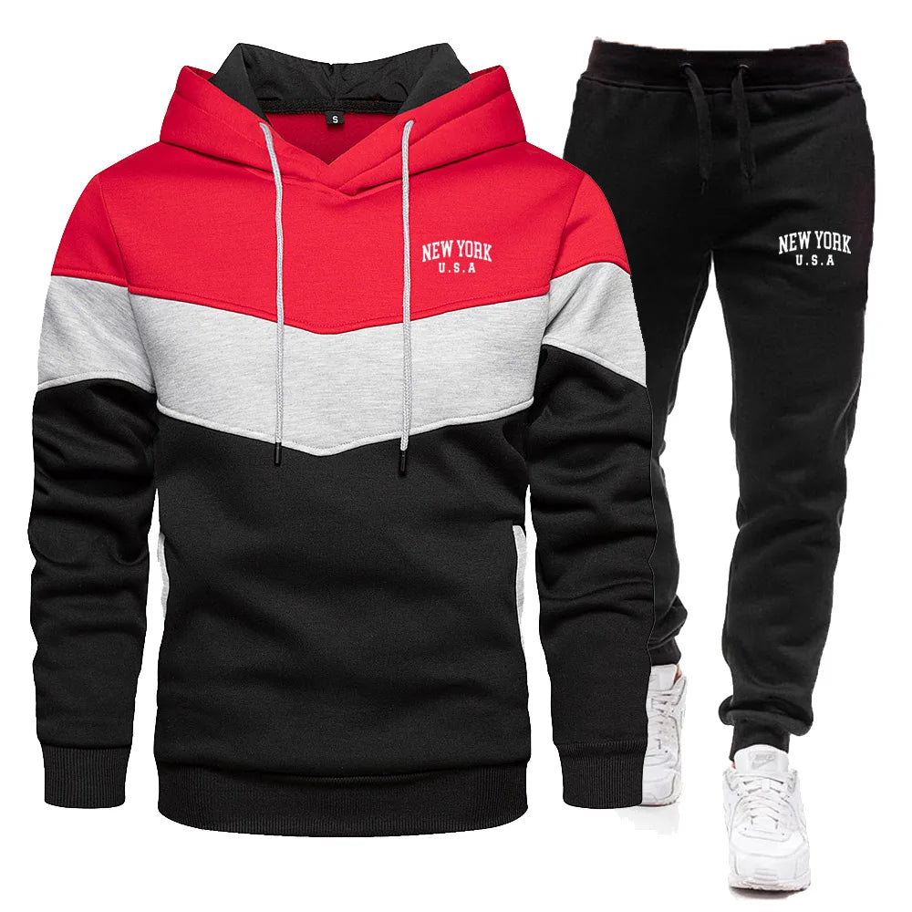 2024 New Men's Autumn/Winter Set New York City Hoodie Pants Casual Sportswear Men's Sportswear Brand Clothing