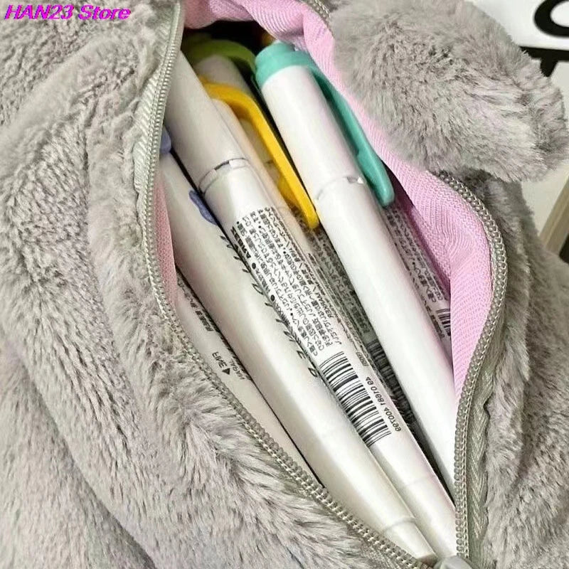 1PC Cute Plush Shark Pencil Case Student Stationery School Supplies Kawaii Doll Back To School Storage Bag Pen Bag Stationery