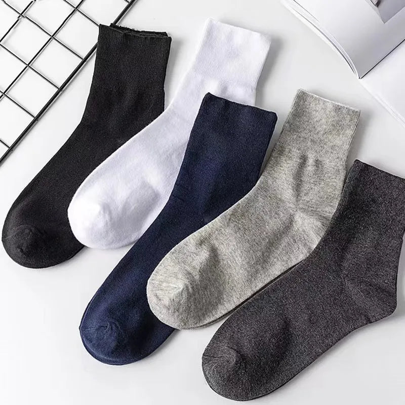 10PCS=5Pairs Loose Mouth Socks Diabetic Prevent Varicose Veins Cotton Comfortable Older Hypertensive Patients Fat Man Socks Gift