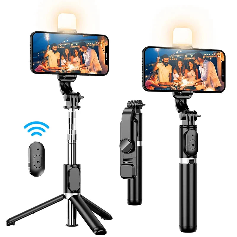 Portable Wireless Bluetooth Selfie Stick Remote Shutter Tripod with Fill Light 360-Degree Rotation for Tiktok Live Broadcasting