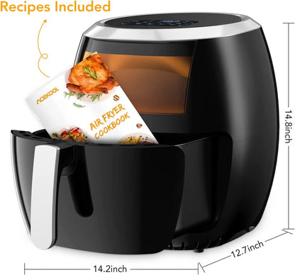 Air Fryer, 8 QT Airfryer Oven with Viewing Window Oilless Cooker with Digital Display 8 Cooking Presets Dishwasher Safe black