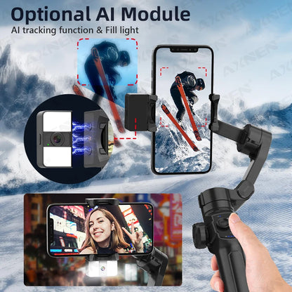 AXNEN HQ4 3-Axis Handheld Gimbal Smartphone Stabilizer Smart Follow Tracking Stable Video Record for iPhone 14 Pro Xiaomi Huawei