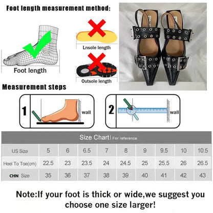 New Sandals Women Flats Shoes Fashion Metal Buckle Shoes 2024 Spring Pointed Toe Shallow Footwear Slingbacks Ladies Sandals