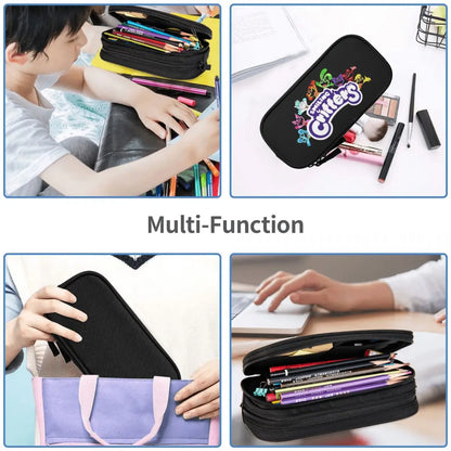 Smiling Critters Cartoon Game Pencil Case Double Layer Large-capacity Kids School Supplies Pencilcase Suprise Gift