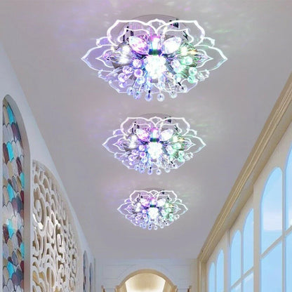 Creative LED Ceiling Light Crystal Flower Chandelier Bedroom Hallway Living Room Pendant Lamp Bedroom Kitchen Decoration Light