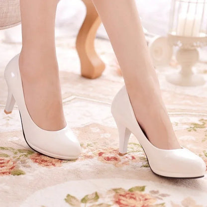 2024 High Heels Shoes Women White Wedding Shoes Thick High Heels Fashion Party Pumps Footwear Yellow Red Big Size 35-41