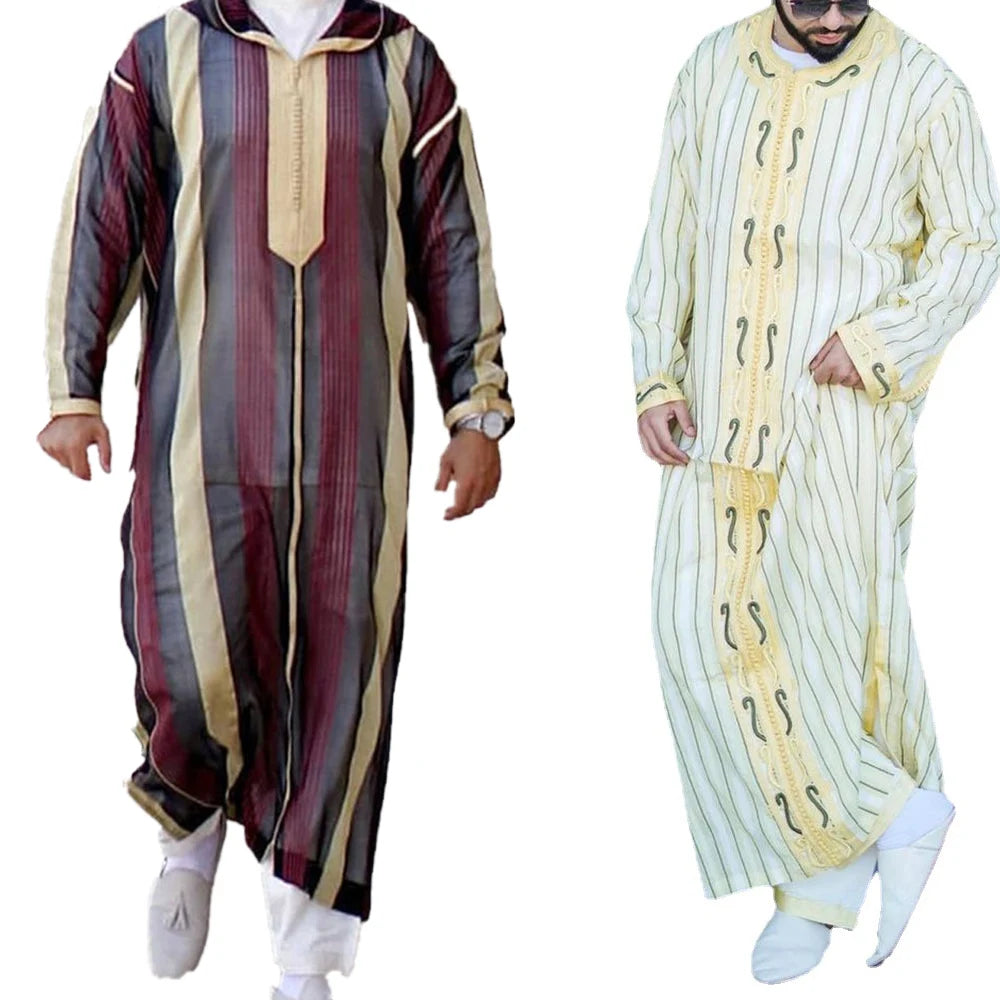 Eid Ramadan Muslim Mens Fashion Jubba Thobe Islamic Hoodies Robe Saudi Arabic Abaya Clothing Dubai Turkish Male Shirts 2022