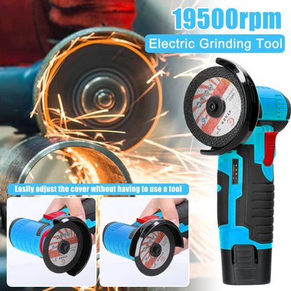 12V Cordless Electric Angle Grinder 800W 19500rpm Lithium Battery Mini Polishing Grinding Machine Diamond Cutting Power Grinder