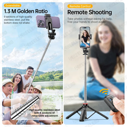 Selfie Stick Tripod 360 Rotation Over Look,Portable Stand with Wireless Remote,for Lights Digital Cameras gopro,for Smartphone