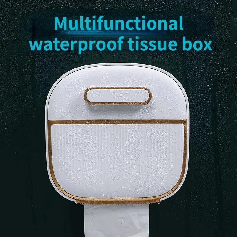 Paper Towel Holder No Drill Paper Towel Holder Roll Paper Storage Waterproof Multi-function Drawer Box Toilet Accessories