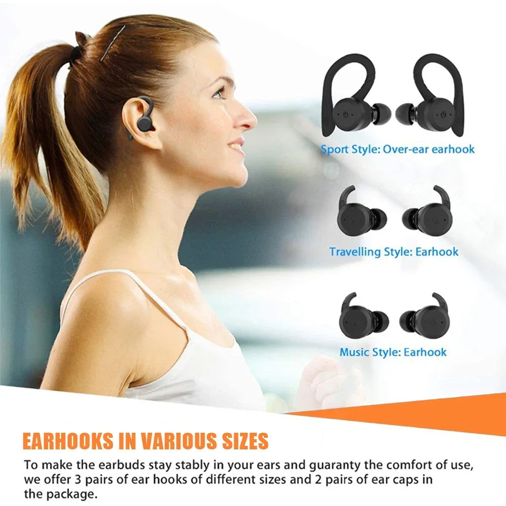 20 Hours Play time Hiking Waterproof Bluetooth-compatible Earphone Dual Wear Sport Wireless Headset  Ipx7 Stereo Earbuds