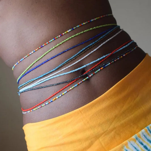 Waist Beads for Weight Loss Stretchy African Waist Beads for Women Belly Beads Chain Plus Size with String and Charms