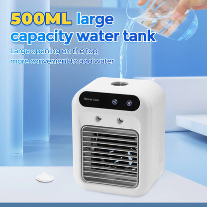 Portable Air Conditioner Mini Air Cooler Cooling Fan Air Conditioner Fan for Room Rechargeable Air Conditioning Humidifier Fan