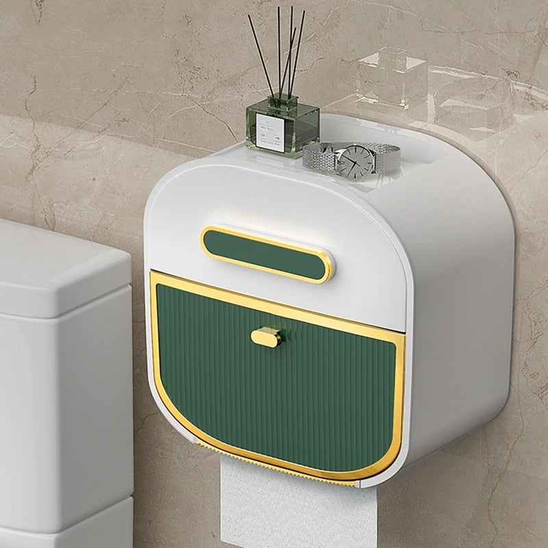 Paper Towel Holder No Drill Paper Towel Holder Roll Paper Storage Waterproof Multi-function Drawer Box Toilet Accessories