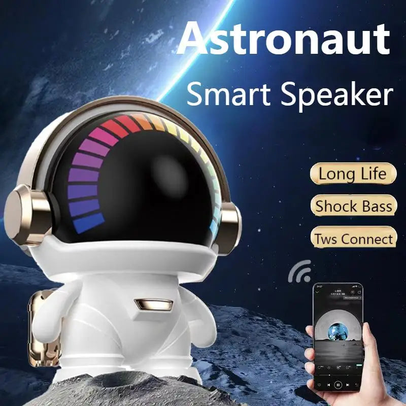 LED Mini Smart Astronaut Bluetooth Speaker Hifi Sound Box Portable Stereo Audio In Mic home decorative Gifts for children 2024