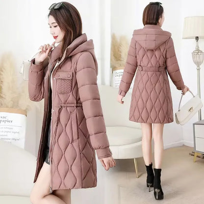 Ladies Down Cotton Jacket 2025 Medium And Long Styles Warm Lady Outerwear Slim High-End Loose Women's Winter Parka Coat